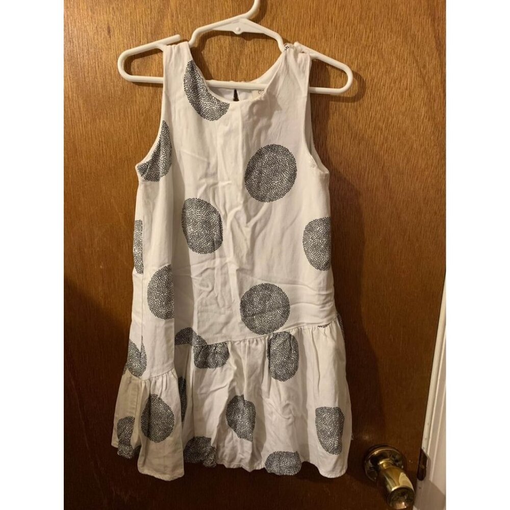 Calvin Klein Jeans Dress Retro Boho Lined Polka Dot Y2K White Size 6 Girls